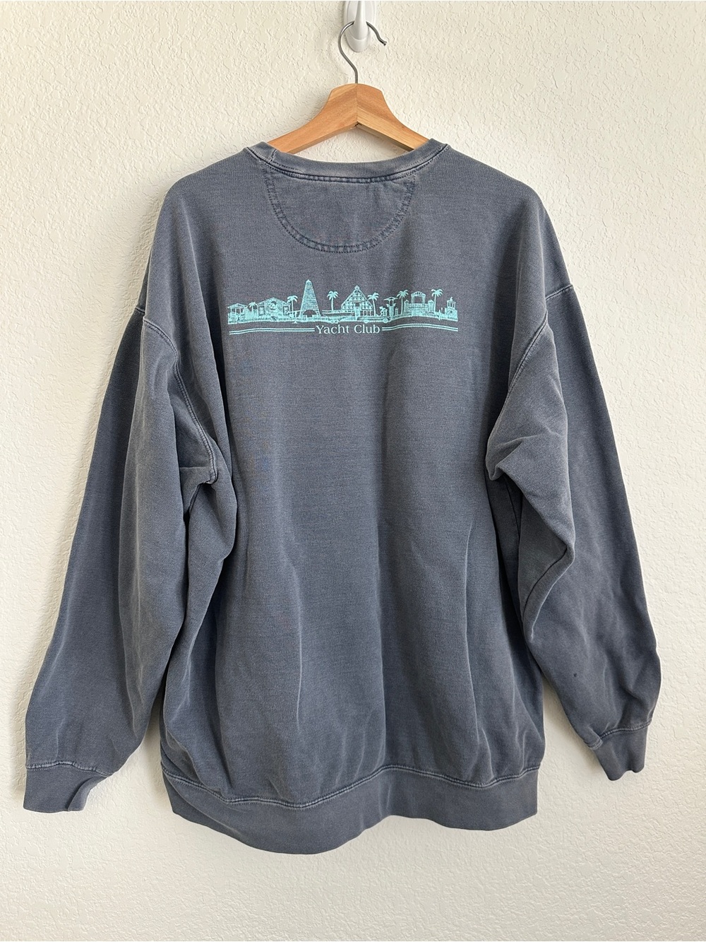 Comfort Colors Seaside Yacht Club Crewneck Sweatshirt Gray Blue Size 2XL - Picture 6 of 9